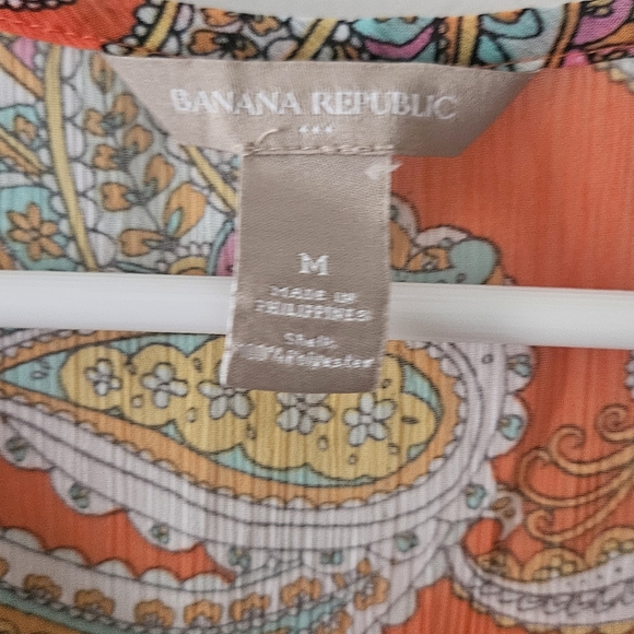 Banana Republic Orange Gray Sleeveless Pleated Blouse - Picture 2 of 3